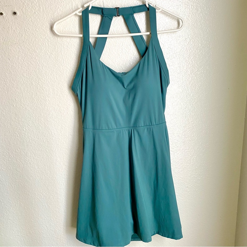 Halara Softlyzero Airy Backless Twisted Blue Spruce Dance Active Dress NWT